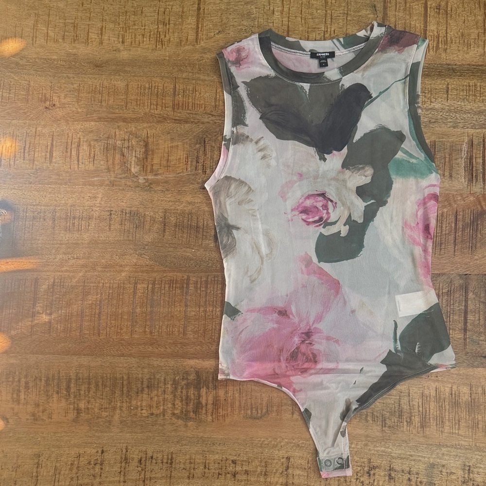 Express Floral Bodysuit - Pink and Green